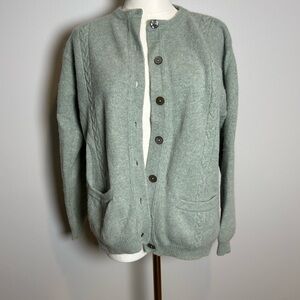 Blarney woolen Mills Irish wool cardigan L cable  knit button front sweater